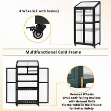 62''H Large Wood Greenhouse for Balcony, Portable Cold Frame with Wheels & Adjustable Shelves for Indoor/Outdoor Plant Growing (Black)
