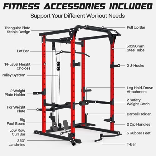 Mappding Power Cage Multi-Functional Power Rack Q2 Red