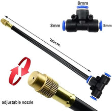 LARPOPKC Brass misting Nozzle tee with Built-in Hose for Outdoor Cooling Systems, Adjustable 360° Rotation, Water Mist Nozzle Threaded Sprayer Atomizing Nozzle + 8mm tee Belt 100pc