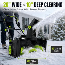 40V Lithium Battery Cordless Snow Blower, 3500W Brushless Motor Snow Thrower with 2/4 Batteries & 1/2 Charger, 50cm/20in Clearing Width, 7.6m/25ft Throw for Driveway & Patio 2Batteries