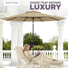 Midtown Umbrellas Lean - 8 Ft Patio Umbrella, Heather Tan Canopy