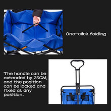 Wagon All Terrain Folding Utility Wagon with Push Bar - Portable Rolling Heavy Duty 80 KG. Capacity Canvas Fabric Cart - Beach, Garden, Sporting Events, Park, Picnic