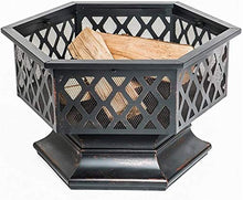 Garden Fire Pit Grill Bowl Grill Barbecue Rack 22" Black Fire Pit Square Steel Table Patio Garden Heater Outdoor BBQ Camping with Cover BBQ Cooking for Camping Backyard