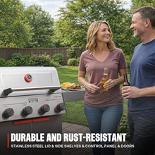 Monument Grills 4 Burner Stainless Steel Propane Mesa 2 Gas Grill, 500°F in 5 Mins, 525 sq.in, 37,000 BTU, with Broil Zone, Foldable Side Shelves, Knob Controls, Built in Thermometer, Mesa II 410BZ