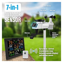 JDXQBLD Weather Station, 0320 Wireless Weather Stations 10 Inch Large Display Indoor Outdoor Thermo-Hygrometer Rain Gauge Wind Speed 8 Channel Supports