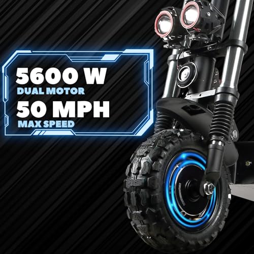 Tumotcy 5600W Electric Scooter Dual Motor 50mph 56 Mile Range Black