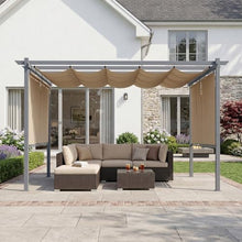 Aoodor 12 x 12 ft Outdoor Pergola with Retractable Shade Canopy, Brown