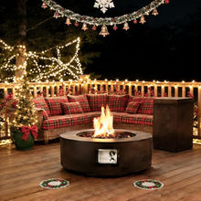 30" Outdoor Propane Fire Pit Table Round Gas Firepit Table with Tank Holder