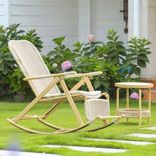 Rattan Rocking Chair, Ergonomic Design, Garden Balcony Handwoven Cane Chair for Ultimate(B,152 * 80 * 63cm)