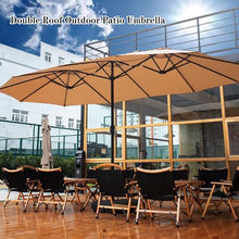 SDVantage Double-Sided Large Rectangular Patio Umbrella with Crank Base - Market Parasol for Pool, Deck, Backyard, Cafe, Garden, Outdoor Shade, Uv Protection,Coffee-4.552.65M
