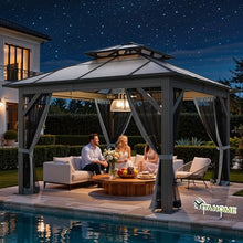 YITAHOME 10x10FT Gazebo Polycarbonate Hardtop Double Roof Canopy