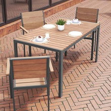 Flash Furniture Commercial Grade 55x31 in Metal Dining Table, Natural/Gray