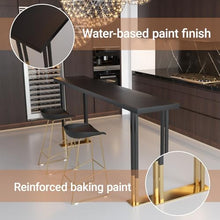 DESALAI Industrial Counter Height bar Table,Rectangle Edge Kitchen Table Solid Wood Bar Top,Dining Coffee Table,Modern High Top with Metal Base,Trestle No stools(Black,160*