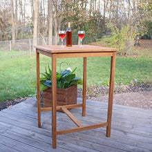 Sunnydaze Solid Teak Wood Patio Bar Table - 31-Inch Square x 43.5-Inch H
