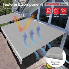 ADVANING Luxury Series, 16'x10' Electric Retractable Awning, Premium Quality Fully Assembled UV+ Sun Shade Canopy, Heather Gray, EA1610-A112H2