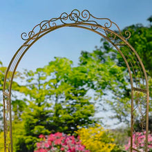 8 Feet Tall Garden Gate Archway with 2 Side Plant Stands Genevieve (Antique Bronze)