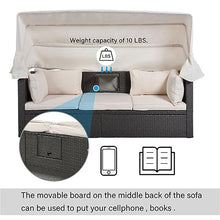 YWMLFZ Patio Rectangle Daybed with Retractable Canopy, Wicker Furniture Sectional Seating with Washable Cushions, Backyard, Porch