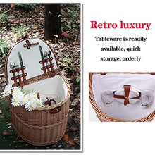 Outdoor Camping Picnic Basket Hand Lever Type Multi-Function Rattan Basket with Rollers Insulation Tableware Storage Box for Outdoor Picnic
