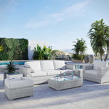 America Luxury - Outdoor Lounge Sectional Sofa Chair Set Rattan Wicker Grey White