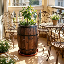 MMLeYN Whiskey Barrel Planter 7 Sizes Round Wooden Flower Pot Weather-Resistant Garden Planter for Indoor,Outdoor, Home, Patio, Garden Yard(60x34x40cm)