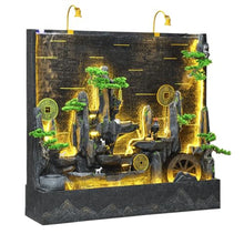 Elegant Zen Landscape Waterfall Fountain with LED Lighting and Artificial Greenery – Indoor and Outdoor Feng Shui Water Feature for Home and Garden Décor(#2741)