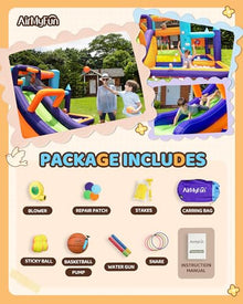 AirMyFun Inflatable Bounce House with Slide and Splash Pool Rainbow