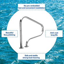 BSNANCA Pool Handrail Pool Handrails Swimming Pool Handrail, Pool Hand Rail for Inground Pools and Spa, 3-Bend Pool Stair Railing, Silver/Thick 1Mm ()