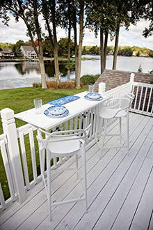 Deck Rail Table | Fits Patio or Deck Railing As A Dining Table, Side Table or Bar top | Aluminum With Simple Attaching Bracket System (White)