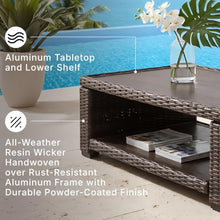 Signature Design by Ashley Grasson Lane Outdoor Wicker Cocktail Table with Aluminum Frame, Brown