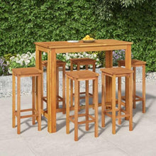 KDVXBCQJH 7-Piece Patio Bar Set Solid Acacia Wood Outdoor Dining Set