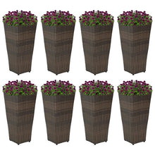 Sunnydaze 24" Square Tall Wicker Outdoor Planter, Brown, 8pk