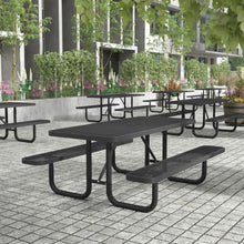 Flash Furniture Commercial 6' Rectangular Expanded Mesh Metal Picnic Table with Anchors - Black