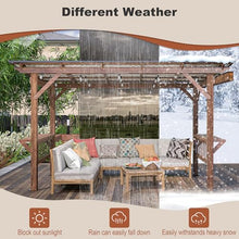 Roomfitters 13x6.5 FT Wooden Pergola Grill Gazebo, Outdoor Patio Canopy with Metal Roof and Bar Counters, Brown