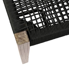 Armen Living Camino Indoor Outdoor Dining Bench Eucalyptus Wood Charcoal Rope Charcoal