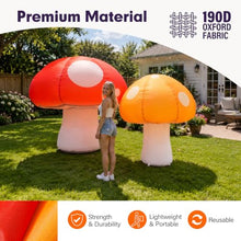 Wellcomer 2 Pcs Inflatable Mushroom Decor with LED Lights, 8Ft & 6Ft Blow Up Mushrooms for Garden Yard Outdoor Fairy Tale Party Decoration, Stage & Event Display