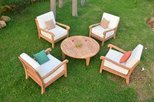 WholesaleTeak Napa 5 Pc Lounge Chair Set: 4 Lounge Chairs & 46" Sack Round Coffee Table with Sunbrella Cushions 57003 Canvas White, #12NP5