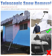 Heavy Duty Porch Roof Snow Clearing Shovel, Extendable Roof Snow Rake Plastic Blade, Powder Snow Scraper for House Roofs, Winter Snow Removal