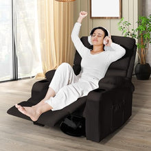 LEVELEVE Rocking Recliner Chair, Massage Rocker Recliner Chair with Vibration Massage and Heat, USB and Type-C Ports,360° Swivel Faux Leather Chairs, Living Room, Bedroom, Nursery, RV, Brown