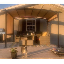 ANTSKU 12' x 9' Outdoor Pergola with Retractable Canopy Black Beige