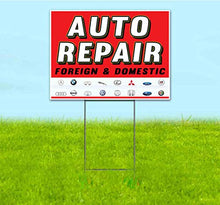 TampaPrinting Auto Repair Foreign Dom Yard Sign 18" x 24" with Metal Step Stake
