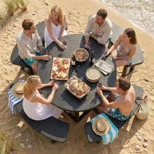 DWVO 38" Round Metal Picnic Table with Umbrella Hole,