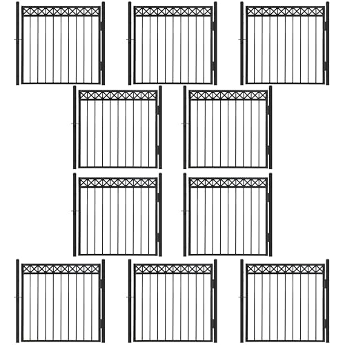 Fencer Wire Heavy Duty Flat Top X-Pattern Decorative Fence Gate Black 4FT x 4FT Pack of 10