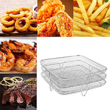 AFPSDLFJDLS Grill Rack Stackable Grid Air Fryer Holder 3-Layers Stainless Steel Household Gadgets for Family Baking Outdoor Camping(Black)