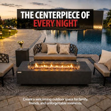 AMS 72" Rectangular Concrete Natural Gas Fire Pit Table Bundle - Dark Gray