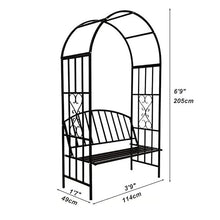 Gyken Garden Bench Arbor, Heavyweight Steel Arch, Trellis Arbour Archway for Backyard Entrance, Easy to Assemble, Outdoor Climbing Plant Pergola, 6.9ft x 3.8ft 2 People Seat