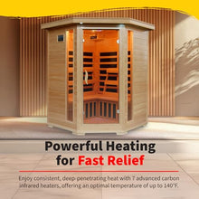 Blue Wave 3-Person Hemlock Corner Infrared Sauna w/ 7 Carbon Heaters,Brown