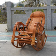 Chinese Rattan Lounge Chair, Rocking Chair for Patio, Garden Balcony Hand-Woven Rattan Chair, Let You Enjoy Relaxing(Yellow,158 * 96 * 65cm)