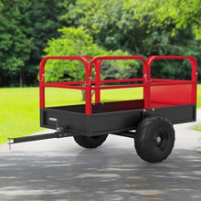 LALFPET Heavy Duty Utility Dump Cart for Lawn Tractor, ATV, UTV – 1700 lbs Capacity – 17 Cu.Ft Steel Cargo Trailer – Removable Sides & Tailgate – Pull Behind Garden Yard Trailer – Iron Model –