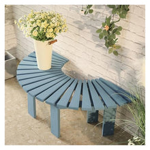 BXKCFYBSQ Tree Bench Surround Outdoor,Decorative Curved Seating Chair,Garden Balcony Flower Stand,Weatherproof Striped Wood Splicing,for Patio Landscape(Blue)