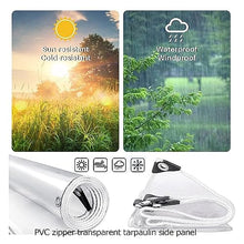 QWEASDF PVC Clear Waterproof Tarpaulin Side Panels with Zipper,Outdoor Vinyl Curtain Transparent Waterproof Tarpaulin Panel for Patio, Porch, Gazebos Partition Curtain,0.5mm(H1.8xW5m/H5.9xW16.4ft)